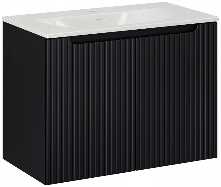 CZARNA szafka łazienkowa z umywalką 80 cm NOVA BLACK 82-80