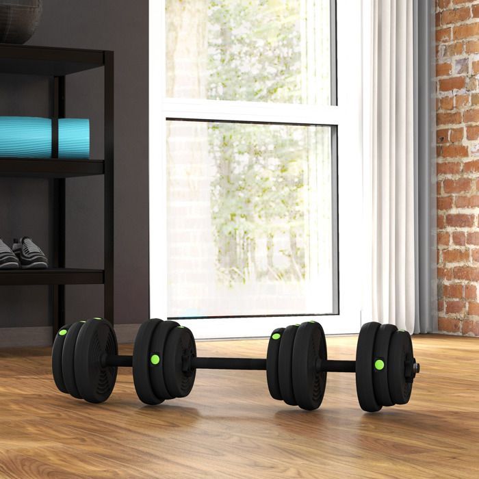 Adjustable 2-in-1 Dumbbells - SPORTNOW - with non-slip handles - 25 kg - bars included - muscle training
