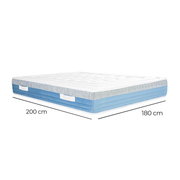 Materasso a molle insacchettate SENA 180x200 cm, in memory foam, con zone di supporto indipendenti, spessore 27 cm.