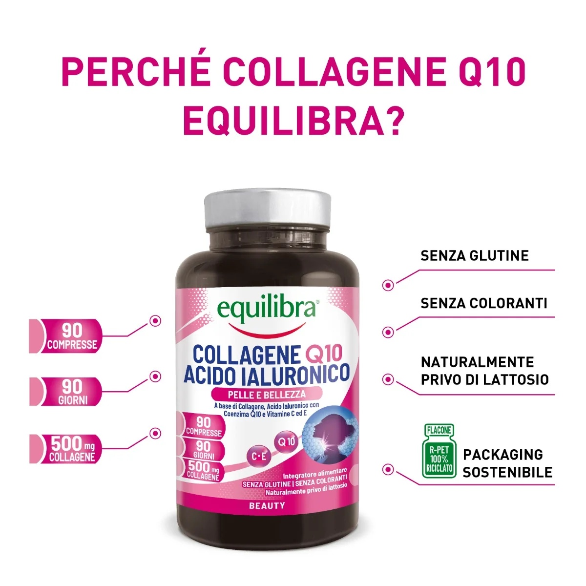 EQUILIBRA Equilibra Kolagen Q10 Hijaluronska kiselina 90 tableta protiv starenja