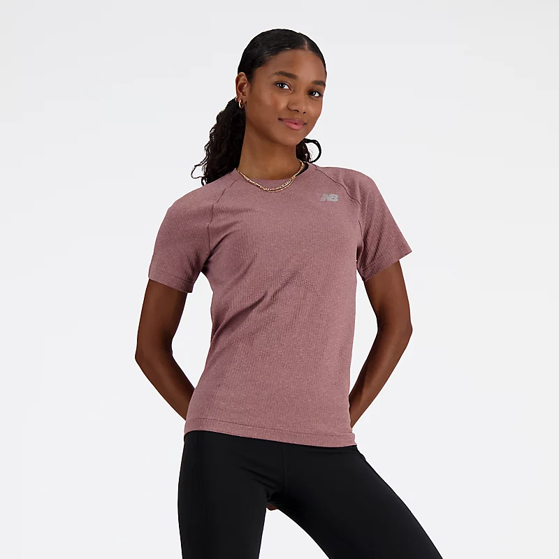 Damska dzianinowa koszulka typu slim – LICORICE HEATHER