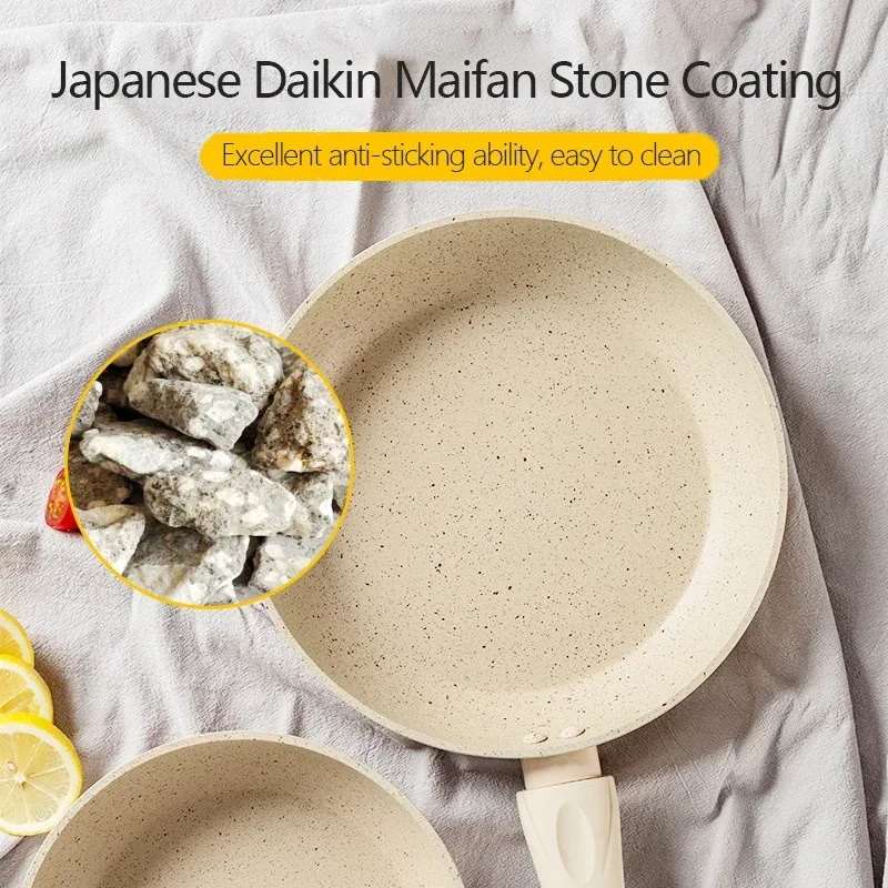 Nouvelle casserole antiadhésive à fond plat, casserole, pot à confiture japonais, poêle à omelette, poêle à frire épaisse en pierre de Maifan, cuiseur à œufs, accessoire de cuisine