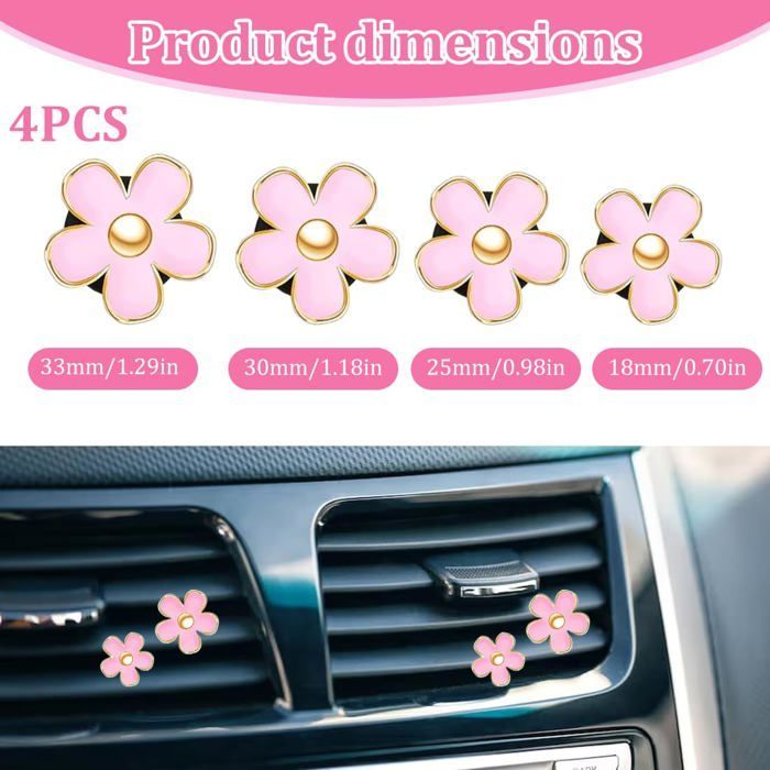 Set di 4 clip decorative a forma di margherita per bocchette d'aria auto, decorazione per griglia interna, deodorante per auto per soggiorno, ufficio, casa, cucina