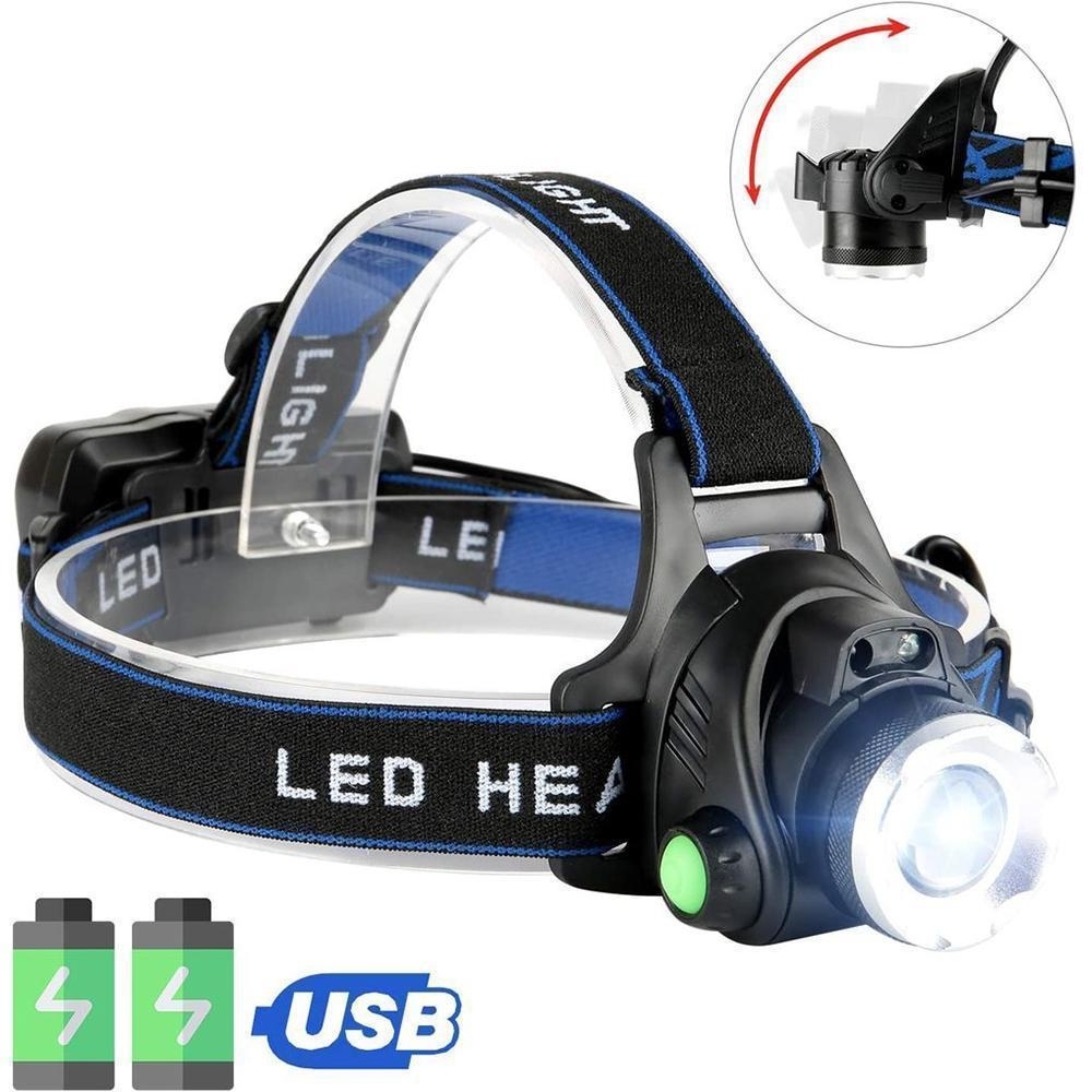 USB-oppladbar LED-hodelykt, IPX4 vanntett induksjonshodelykt med 4 moduser og justerbart hodebånd, for camping og løping