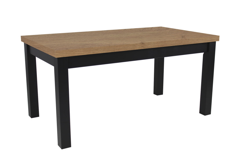 Solidny stół rozkładany R-7 90x160/210 czarne nogi blat dąb Halifax Tabak