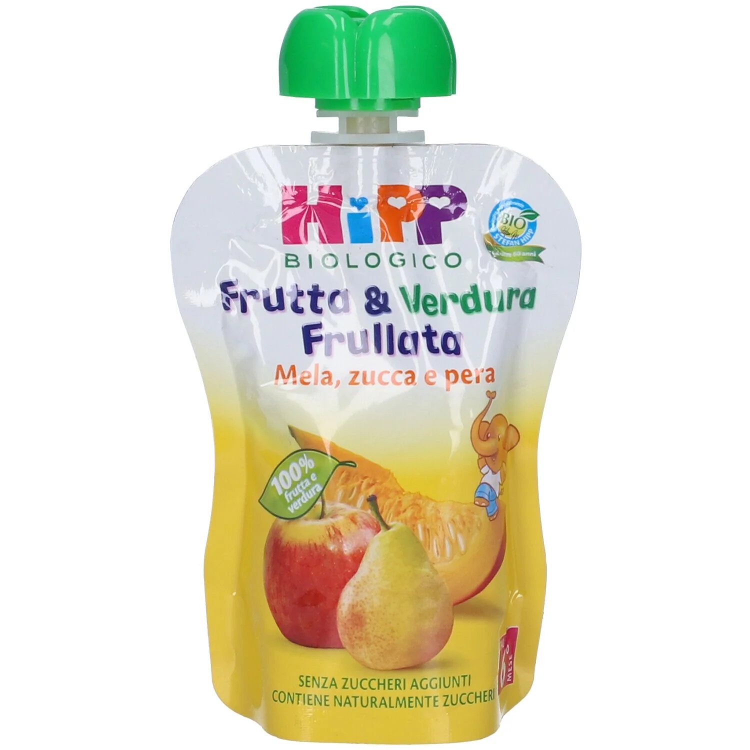 Mélange de fruits et légumes bio HIPP (pomme, poire, potiron) 90 g sans sucre ajouté