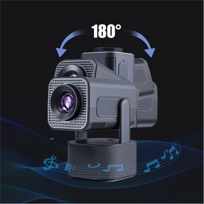 Proyector de vídeo 3 en 1: Full HD 1080p, WiFi 5G y Bluetooth, rotación de 180°, proyector para cantar con micrófono, ideal para cine en casa o karaoke.
