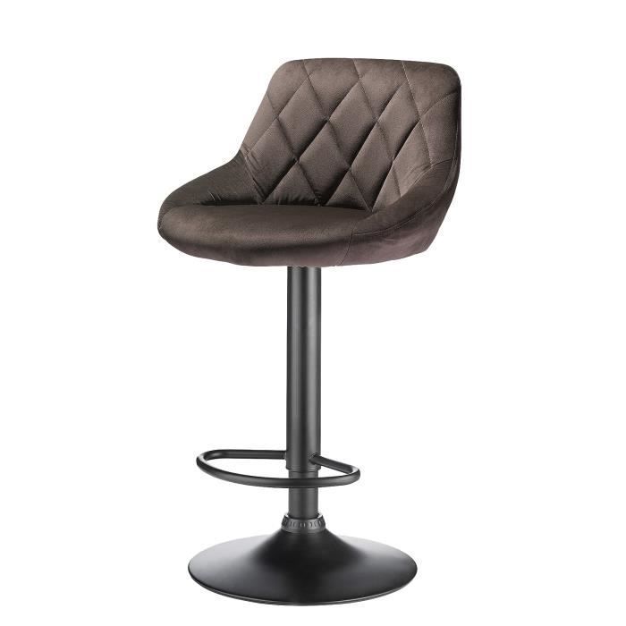 Tabouret de Bar Lot de 2 - YEC - Scandinave - Marron - Réglable en hauteur