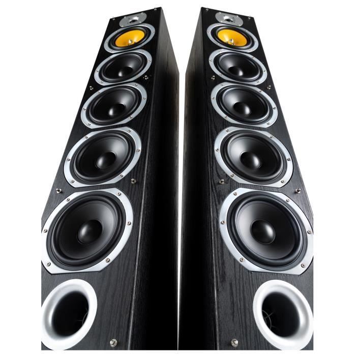 Bennett & Ross Exosphere hifi-set, een paar zwarte vloerstaande luidsprekers, 2x 200W RMS.