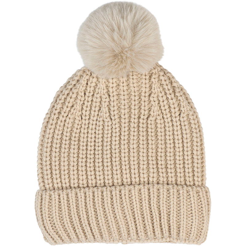 Hue med bamsefor beige