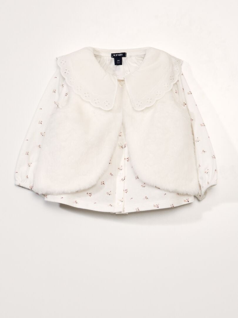 3-delige set: T-shirt, legging en vest - WIT