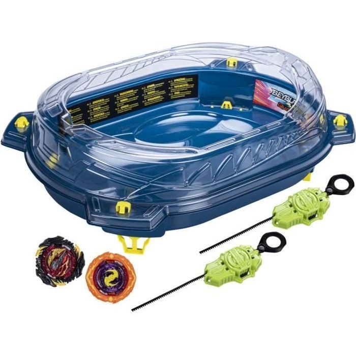 Beyblade Burst QuadStrike, set de combat Thunder Edge avec arène Beystadium, 2 toupies et 2 lanceurs, à partir de 8 ans
