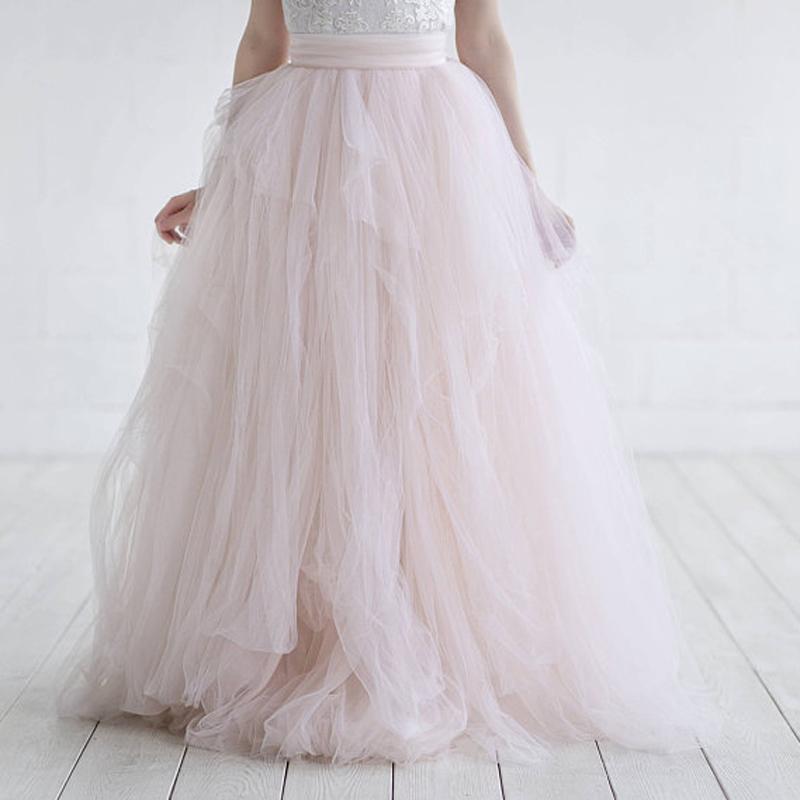 Jupe de mariée haute couture en tulle pour femme, robe de bal spectaculaire, jupe de mariage longue et élégante en tulle rose poudré, Saia