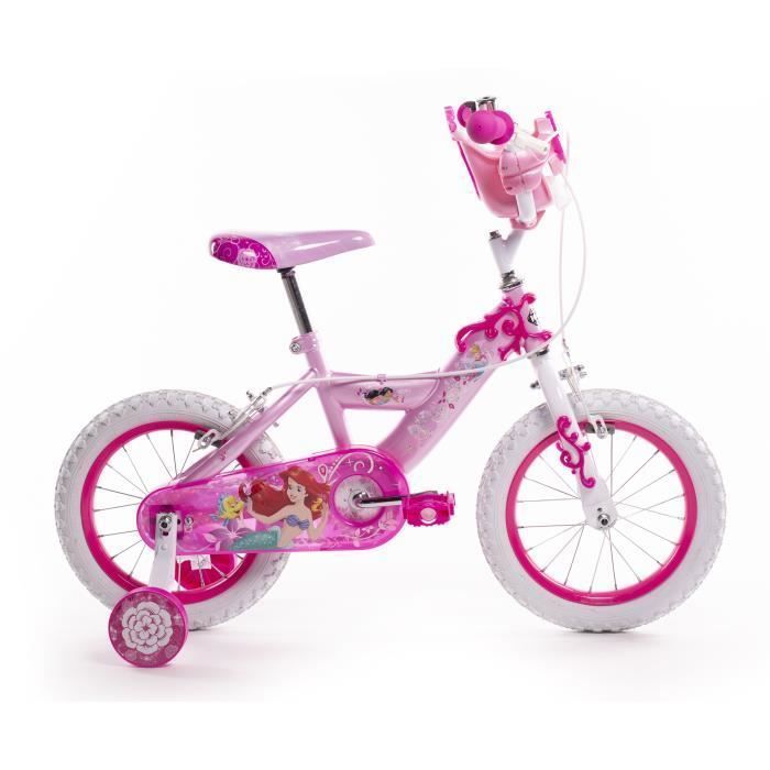 Disney Princess kinderfiets - 35,5 cm wielen - Leeftijd 4-6 jaar - 2 remmen - Zijwieltjes - Roze - HUFFY product