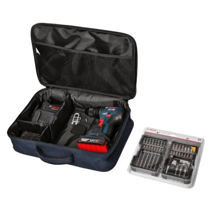 30€ de remise clients CDAV - Perceuse-visseuse Bosch Professional GSR 18V-50 + 2 batteries 2,0Ah + chargeur GAL 18V-20 + 43 acc