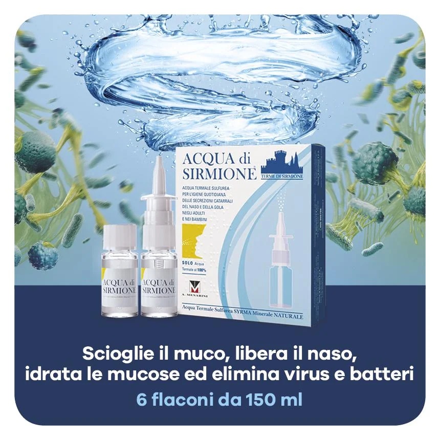 Água de Sirmione Solução Nasal de Água de Sirmione 6 frascos de 15 ml Alivia o nariz entupido
