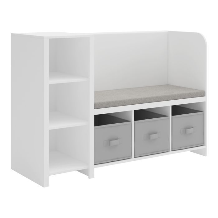 Children's shelf with bench Høylandet 76 x 112 x 40 cm white grey