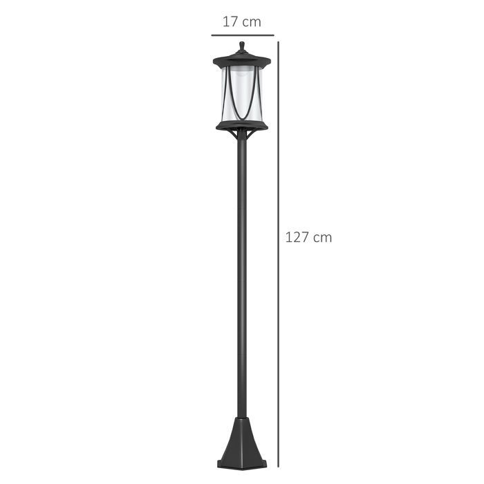 Lampadaire solaire extérieur lampadaire de jardin LED avec interrupteur marche/arrêt 17 x 17 x 127 cm noir