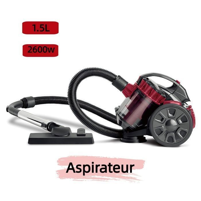 Aspirapolvere senza sacco 2600W - verticale - cavo da 5 m - 1,5 L - Prestazioni elevate e silenzioso - Adatto a pavimenti duri e tappeti