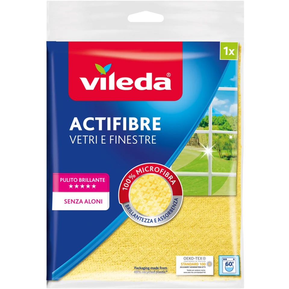 VILEDA Vileda Actifibre paño de limpieza para cristales, 1 unidad para cristales y ventanas.