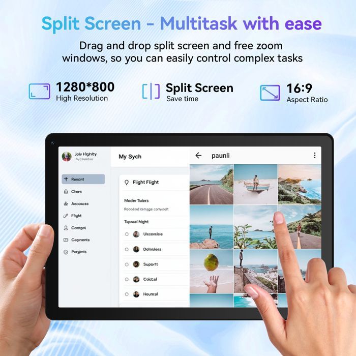 Tablette 10 Pouces 5-Core, 20(3+17)Go RAM+64Go+1To Extensible, Écran HD 1280x800, Double Caméra, Widevine L1, 5G/2,4G WiFi, Blanc