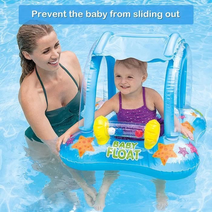 Flotador de baño para bebé, asiento de piscina, flotador de baño inflable, flotador de baño con cubierta inflable (azul)