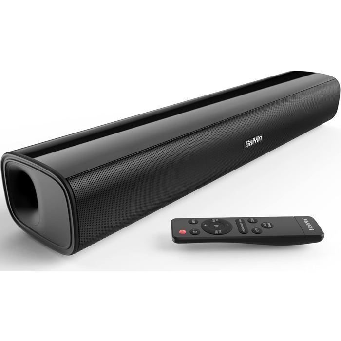 Saiyin Small Soundbar with 60W Peak Power, Bluetooth 5.3/Optical/AUX Connection for 17-inch TVs