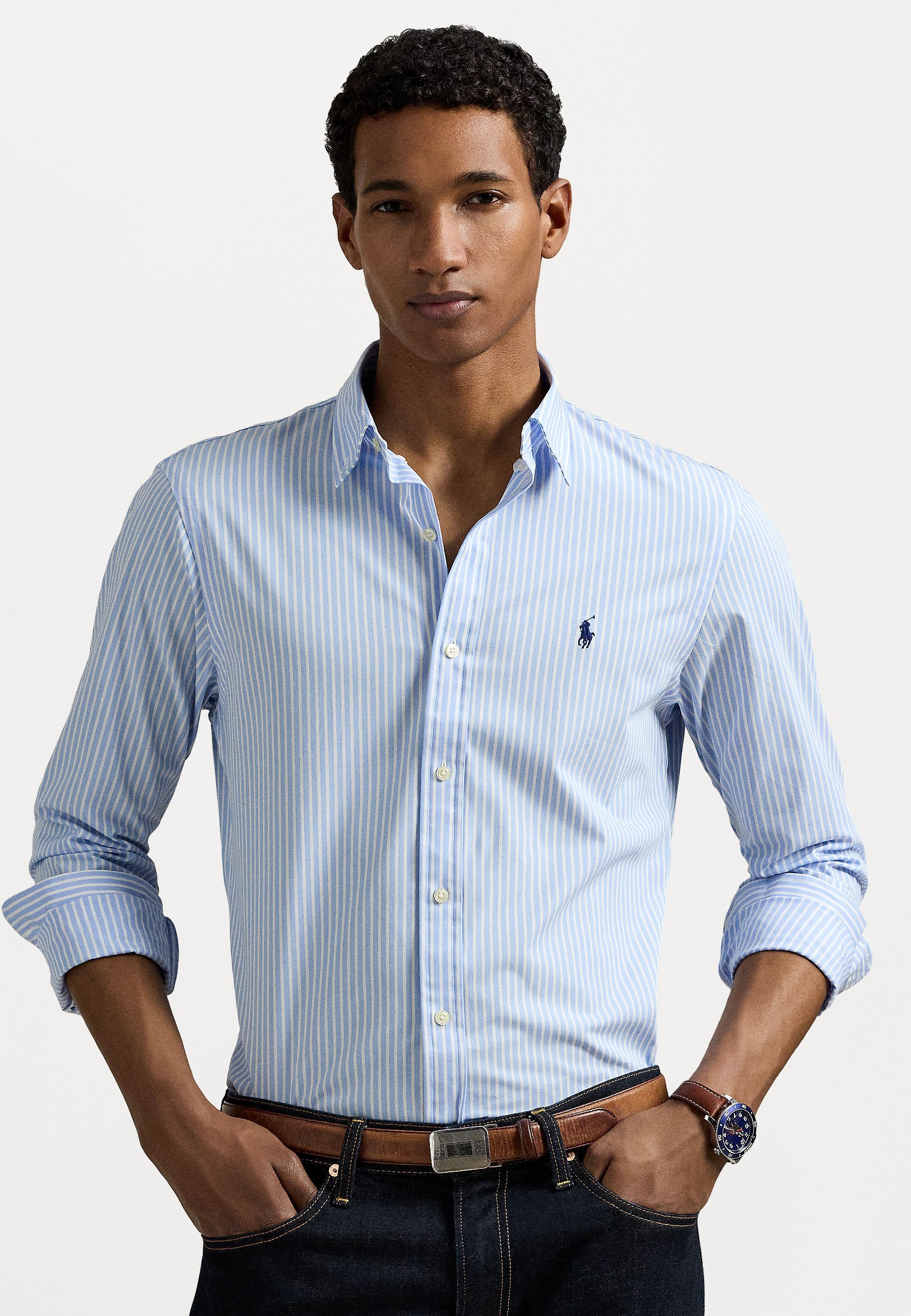 Polo Ralph Lauren Slim Fit Gestreept Stretch Poplin Shirt - Shirt - Austin blauw/wit
