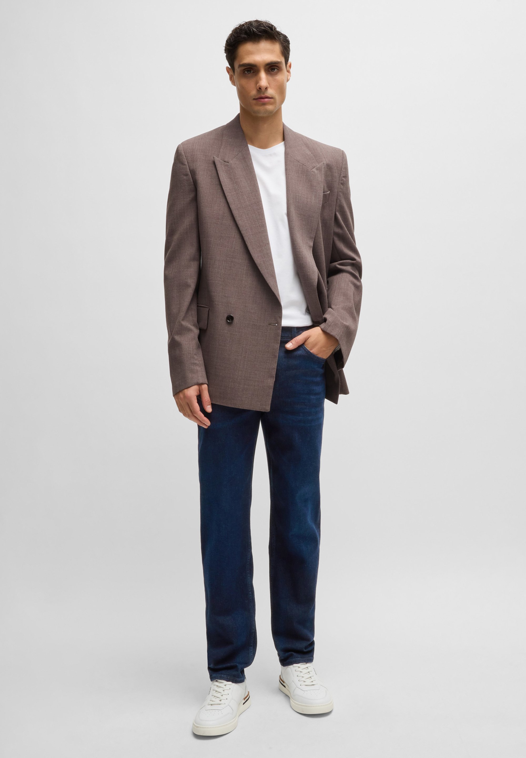 BOSS Džíny Straight Leg - dark blue