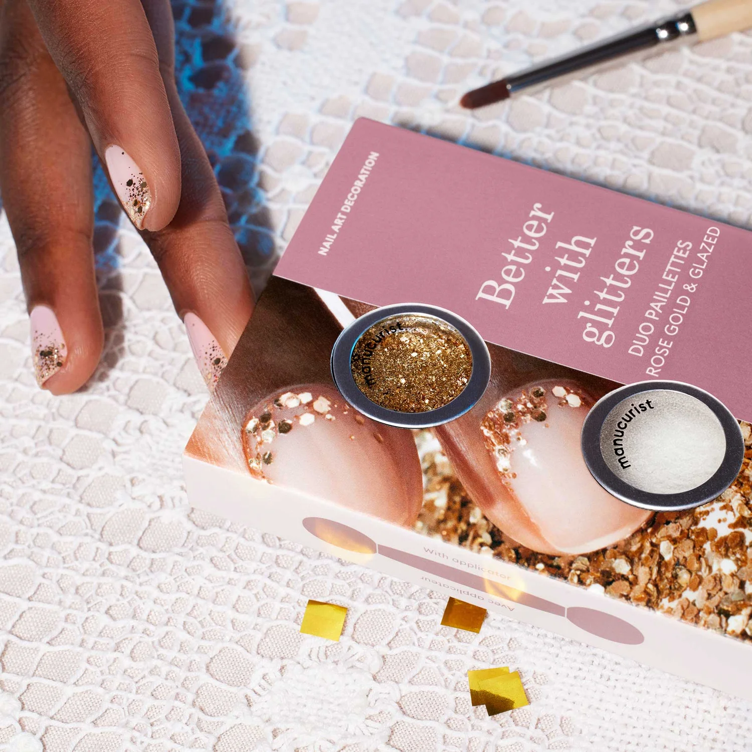 NAIL ART Duo Paillettes Rose Gold & Glazed