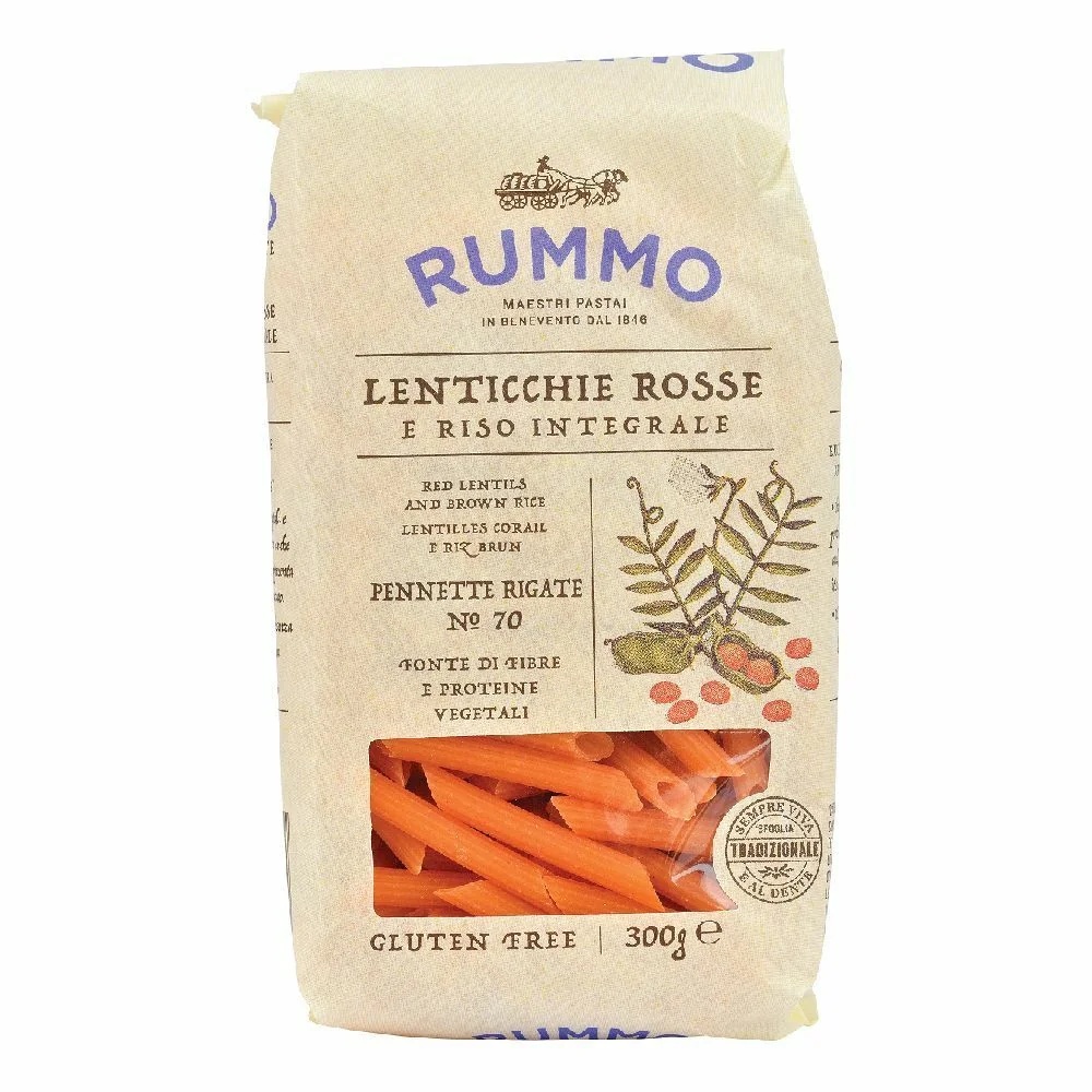 Rummo Pennette Rigate N 70 Lentejas rojas y arroz integral 300 g