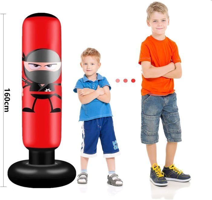 Punching Bag with Boxing Gloves, 160cm Children's Boxing Bag for Karate, Taekwondo, Punching Bag, Gift for Boys and Girls Ages 5-12, Black