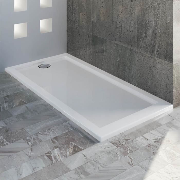 Receveur de douche rectangle acrylique Flower Ultraslim 80x140x4 cm