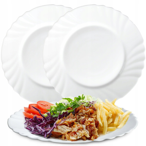 Talerz Obiadowy Płaski Płytki Szkło Hartowane 25cm