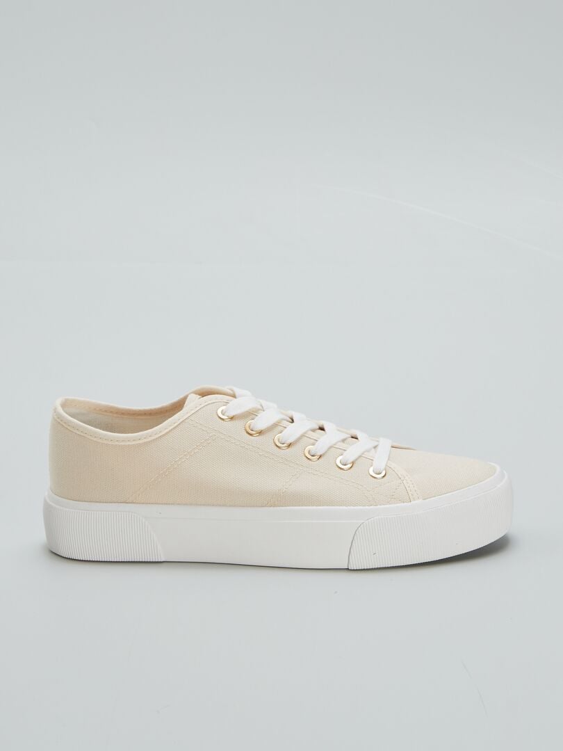 Lage canvas wedge sneakers - WIT