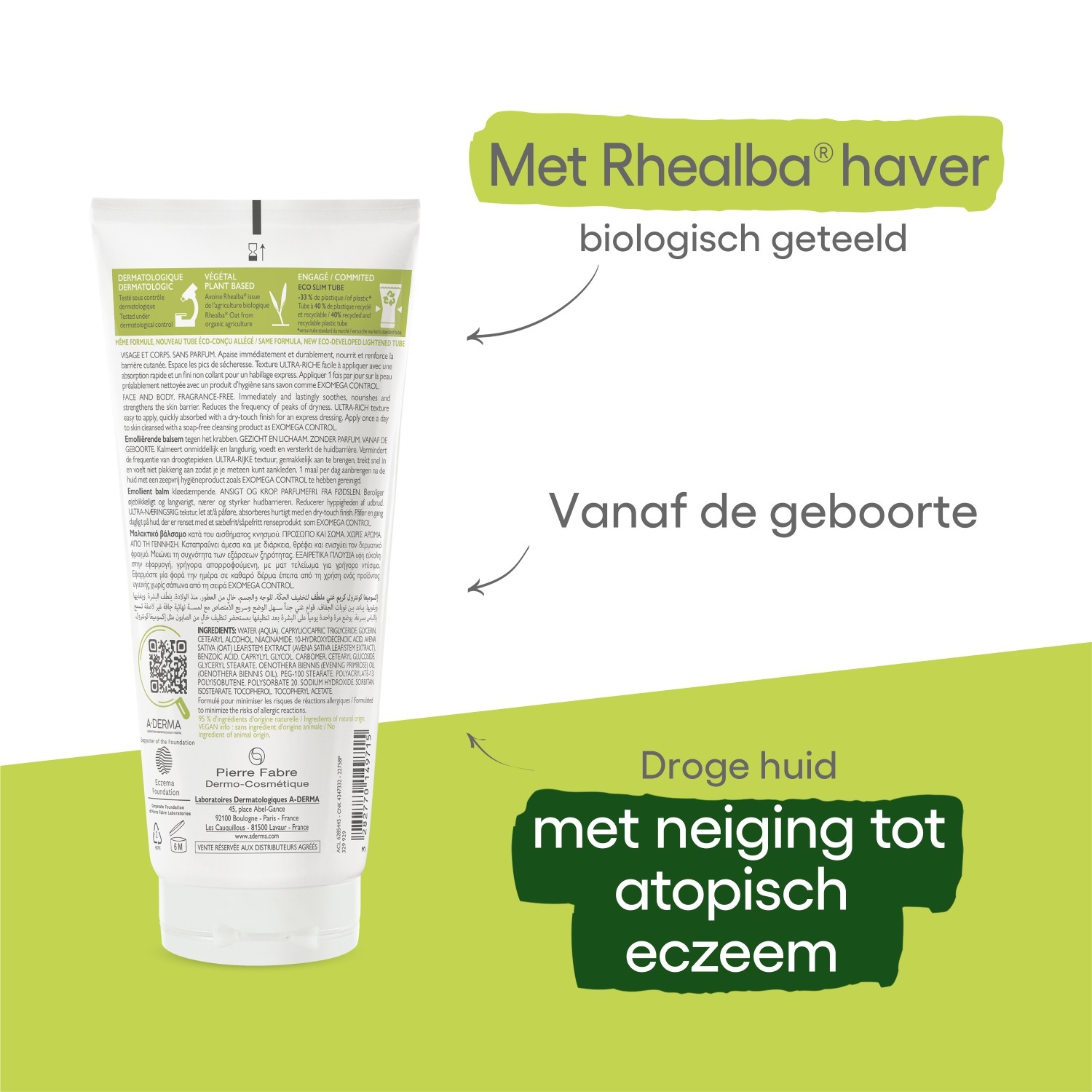A-DERMA kūno sviestas „Exomega Control“ drėkinamasis balzamas – 200 ml