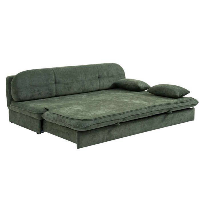 Sofá convertible de 3 plazas CILA en tela verde.