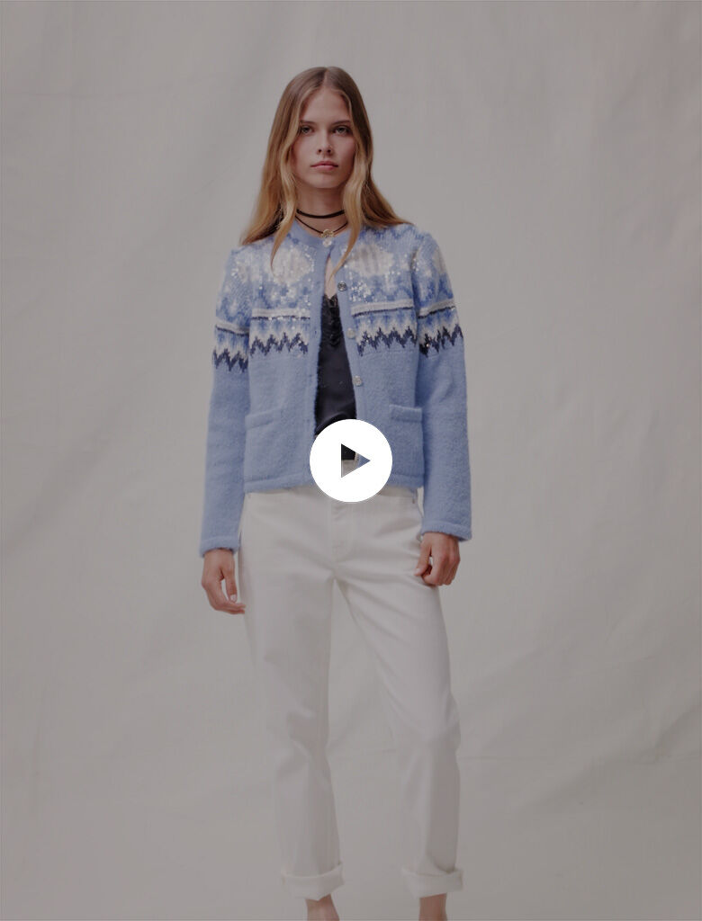 Cardigan tricotat albastru deschis