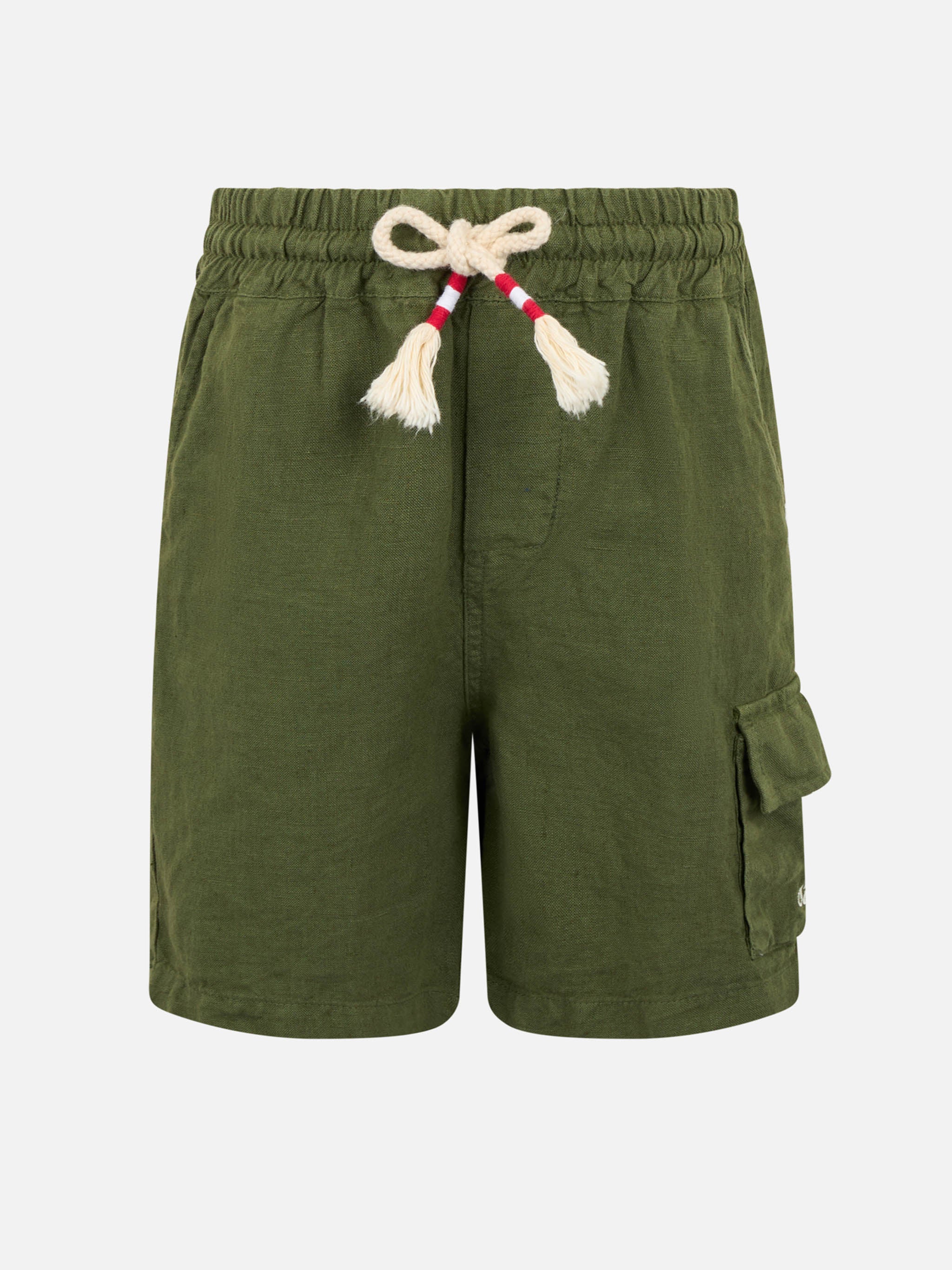 Marseille Jr. militaire groene linnen bermudashorts voor jongens
