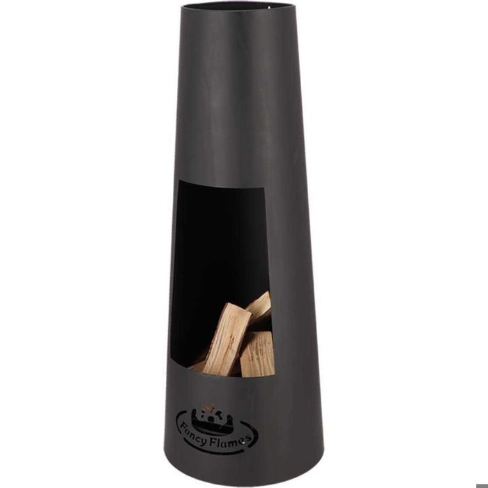 Calefactor de patio - Diseño Esschert - Redondo - Metal - Negro - Diámetro 37,5 cm x Altura 100,50 cm