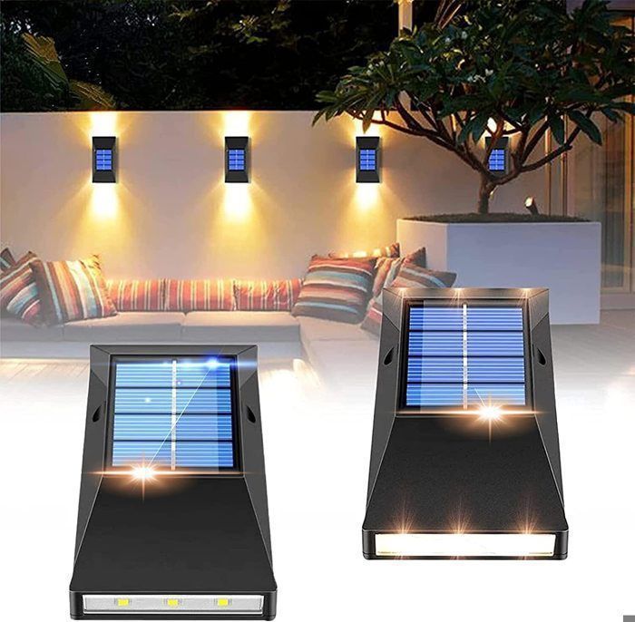 Solar Wall Light with 6 LEDs and Motion Sensor, IP65 Waterproof for Garden and Outdoor Lighting, Pack of 2