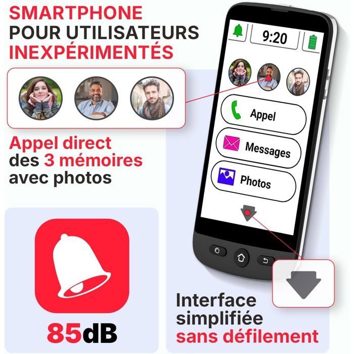 Smartphone SWISSVOICE S510-M - 4G Senior avec Câble Magnétique et Coque Portefeuille