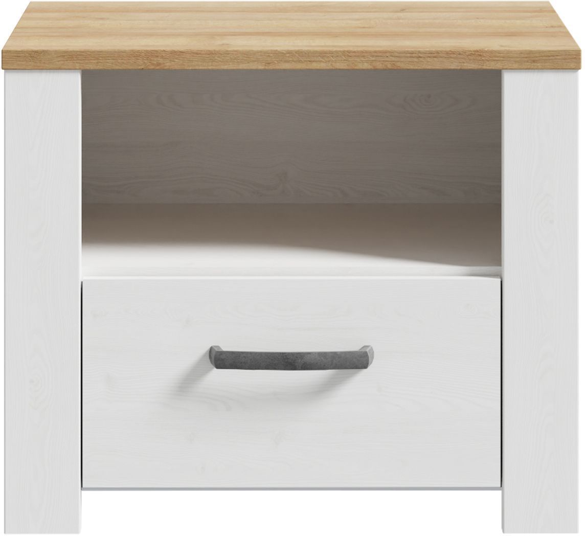Bedside table with 1 drawer and 1 shelf - BOHOL - Oak / White - W61.6 x D42 x H52 cm
