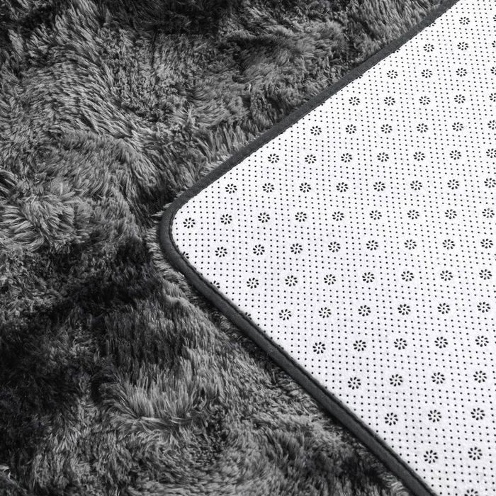 Tapis Salon Shaggy 160 x 230 cm - Descente de lit Tapis Poils Longs (Gris Foncé) Tapis Doux pour Salon Chambre Canapé
