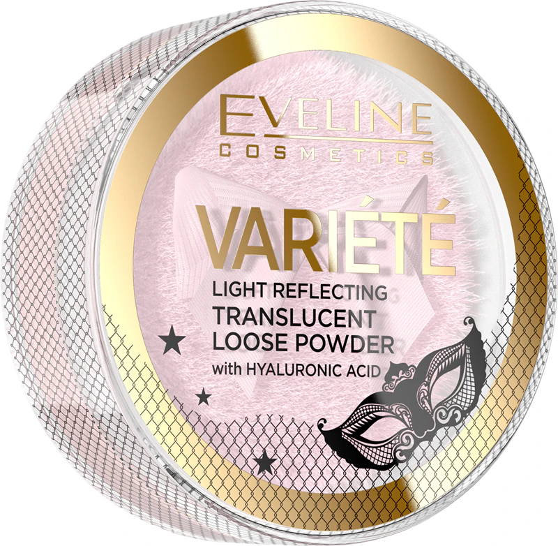 Transparentný sypký púder Eveline Cosmetics Variété s aplikátorom