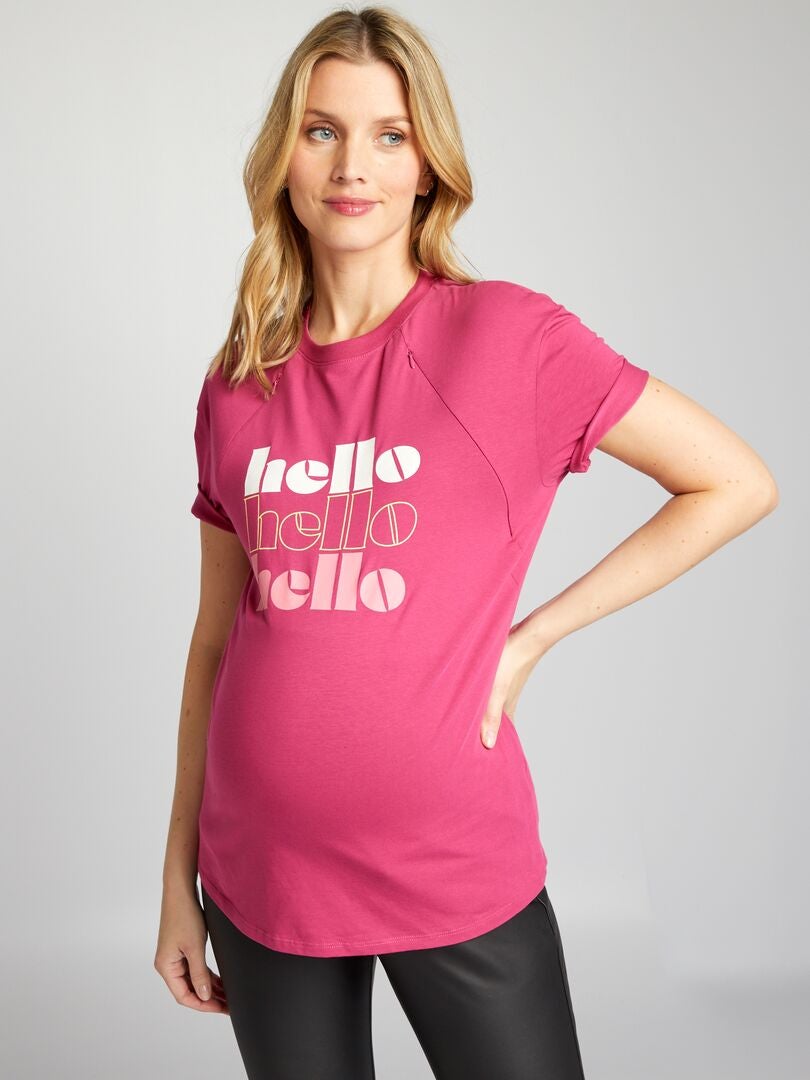 Camiseta de lactancia con aberturas - ROSA