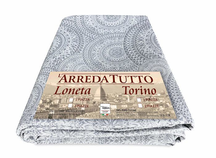 Colcha de cama - colcha acolchoada - Família Tex - 6475 - Capa de sofá em tecido Gran Foulard Loneta (círculos cinza, 1 lugar)