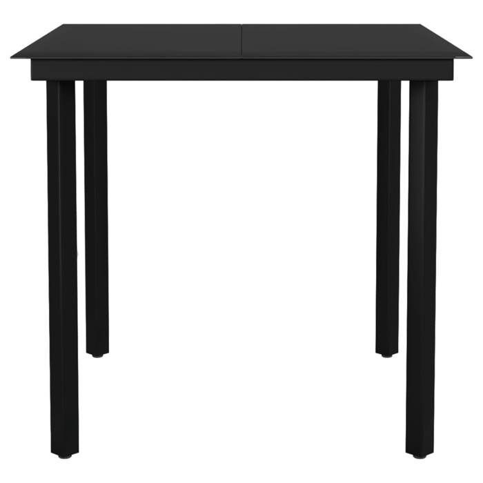 Conjunto de comedor de jardín - BURKE - 3 piezas - Gris - Mesa 80x80x74 cm - Silla 51x60x87 cm - Resina tejida