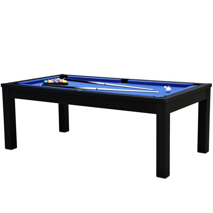Table de billard convertible noire tapis bleu - Eddie - Rendez-Vous Déco