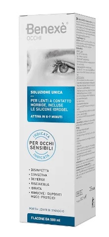 BENEXÈ Solution oculaire Benexe pour le nettoyage des lentilles de contact 500 ml + étui à lentilles offert